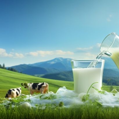 pouring-fresh-milk-with-sloping-green-grass-cows-background_906149-32115